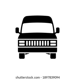 Van icon. Front view. Black silhouette. Delivery and transportation. Vector flat graphic illustration. The isolated object on a white background. Isolate.