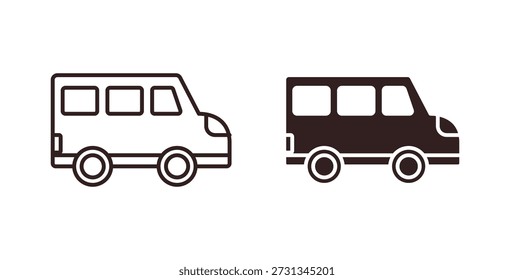 Van icon with glyph and line. black vector icons for Web UI