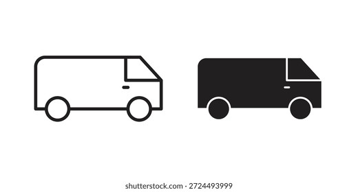Ilustración del icono de Van, Vector de línea delgada, signo de Diseño web,