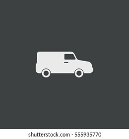 Van icon isolated on black background