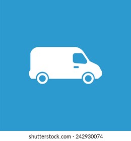 Van Icon, Isolated, White On The Blue Background. Exclusive Symbols 