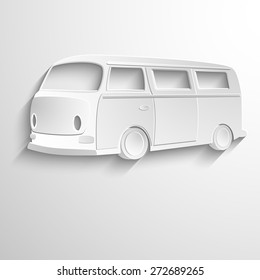 Van icon, isolated, white on the light background. Vector Symbols