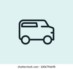 Van icon line isolated on clean background. Truck concept drawing icon line in modern style. Vector illustration for your web site mobile logo app UI design.