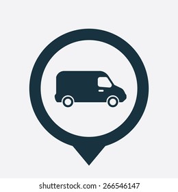 van icon map pin on white background 
