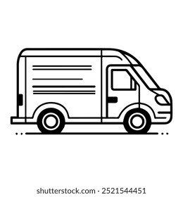 van icon or modern line symbol. Vector line art and icon design with bold outline. Black and white Pixel Perfect minimalistic symbol isolated white background. Silhouette simple thin sign