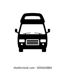 Van icon. Motorhome, camper. Black silhouette. Front view. Vector simple flat graphic illustration. The isolated object on a white background. Isolate.