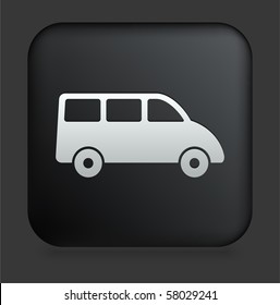 Van Icon on Square Black Internet Button Original Illustration