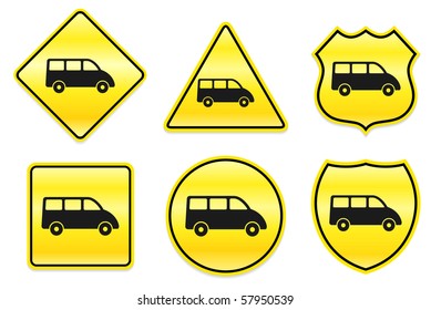 Van Icon on Yellow Designs Original Illustration