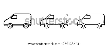 Van icon in outline stroke style symbol.