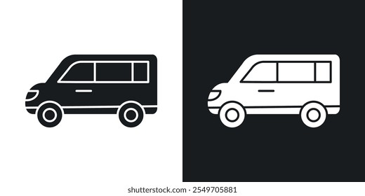 Van icon pack in black color.
