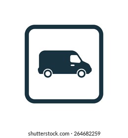 van icon Rounded squares button, on white background 