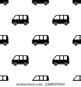Van Icon Seamless Pattern, Vehicle Icon, Automobile Car Vector Art Illustration