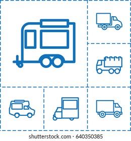Van icon. set of 6 van outline icons such as truck, trailer, van
