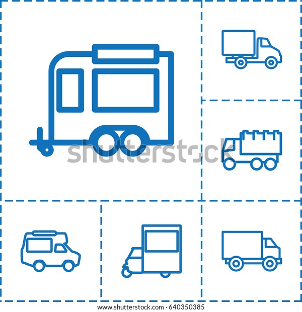 Van icon. set of 6 van outline icons such as truck,\
trailer, van