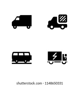 van icon set. truck, delivery truck and van vector icon for graphic design and web