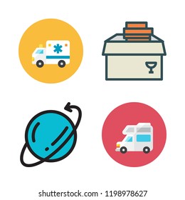 van icon set. vector set about delivery, ambulance and caravan icons set.
