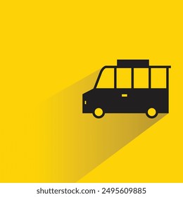 van icon with shadow on yellow background