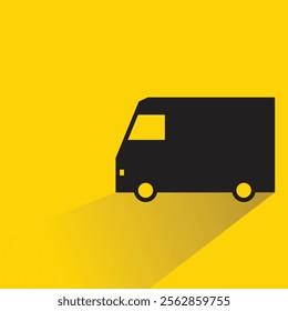 van icon with shadow on yellow background