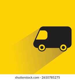 van icon with shadow on yellow background