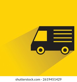 ícone de van com sombra no plano de fundo amarelo