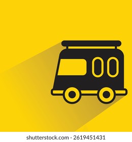 van icon with shadow on yellow background