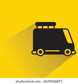 van icon with shadow on yellow background