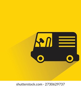van icon with shadow on yellow background