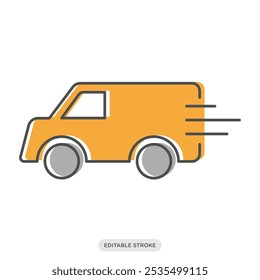 Van icon, shipping logistics delivery color symbol on white background - vector illustration
