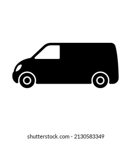 Van icon. Small cargo minivan. Black silhouette. Side view. Vector simple flat graphic illustration. Isolated object on a white background. Isolate.