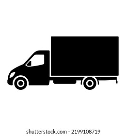 Van Icon. Small Commercial Truck. Black Silhouette. Side View. Vector Simple Flat Graphic Illustration. Isolated Object On A White Background. Isolate.