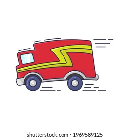 Van icon. Small truck. Side view. Colored contour silhouette. Vector simple flat graphic illustration. The isolated object on a white background. Isolate.