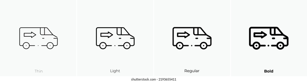 van icon. Thin, Light Regular And Bold style design isolated on white background