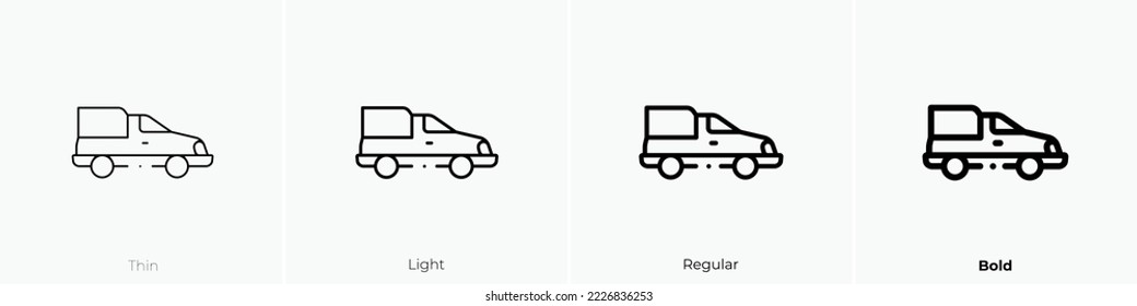 van icon. Thin, Light Regular And Bold style design isolated on white background