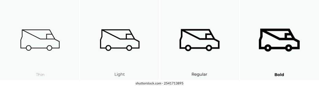 van icon. Thin, Light Regular And Bold style design isolated on white background