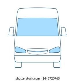 Icono de Van. Línea Delgada Con Diseño De Relleno Azul. Ilustración vectorial.