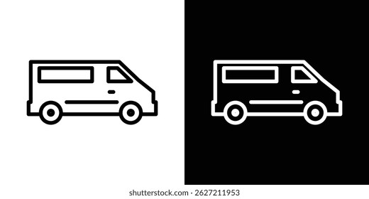 Van icon in trendy line design
