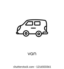van icon. Trendy modern flat linear vector van icon on white background from thin line collection, outline vector illustration