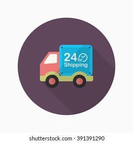 Van icon, Vector flat long shadow design. Shipping and logisticst concept.