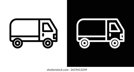Símbolo del Vector del icono de la furgoneta en estilo plano de moda