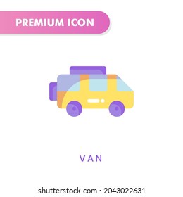 icono de van para tu diseño de sitio web, logotipo, aplicación, interfaz de usuario. Ilustración gráfica vectorial y trazo editable. diseño plano de icono de van.