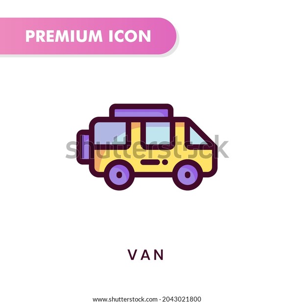 van icon for your website design, logo, app, UI.\
Vector graphics illustration and editable stroke. van icon lineal\
color design.