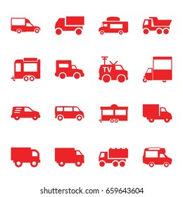 Van icons set. set of 16 van filled icons such as truck, trailer
