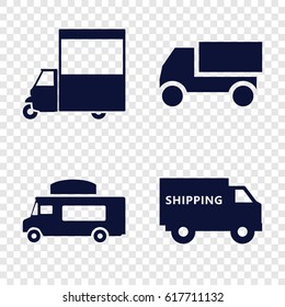 Van icons set. set of 4 van filled icons such as truck, van