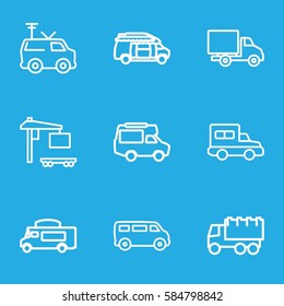 van icons set. Set of 9 van outline icons such as truck, cargo truck