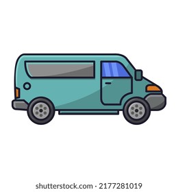 Van illustrated in cartoon style