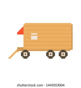 Van isolated on white background. Graphics for games. 8 bits Vector illustration in pixel art style.