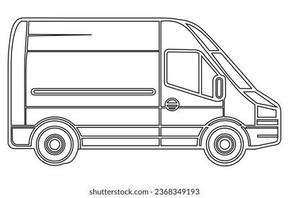 Van isolated outline.Van with side view,Van Vector flat style illustration outline.
