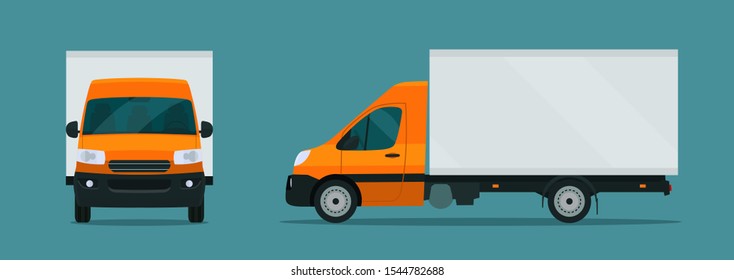 Сargo van isolated. Сargo van with side and front view. Vector flat style illustration.