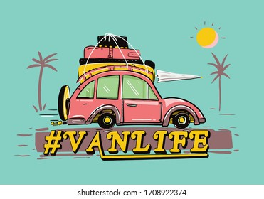 Van life. Surf and summer trip. On the road.