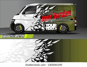 van livery design vector. abstract race style background with shattered glass concept for vehicle vinyl sticker wrap
